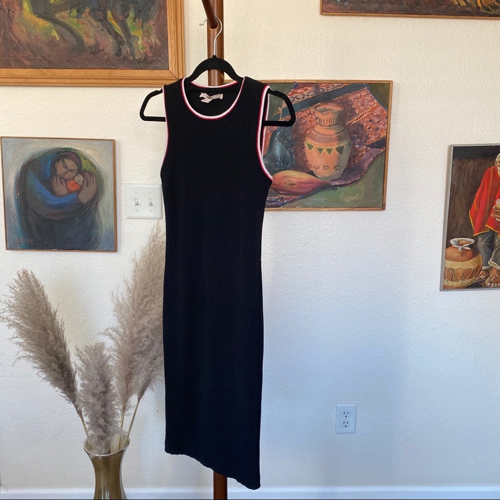 High-Neck Ribbed Bodycon Midi Dress - Picture 5 of 6